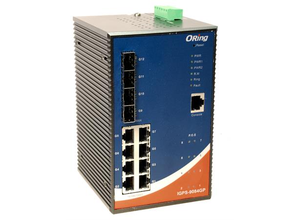 IGPS-9084GP Industrial 12-port managed Gigabit PoE 